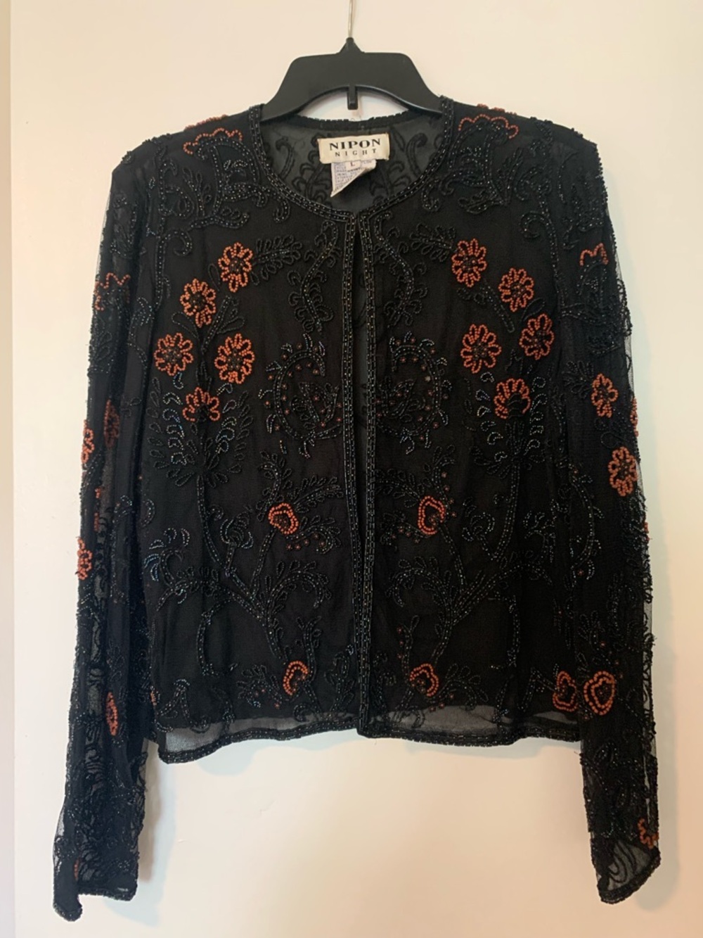 Beaded Black Floral Evening Jacket